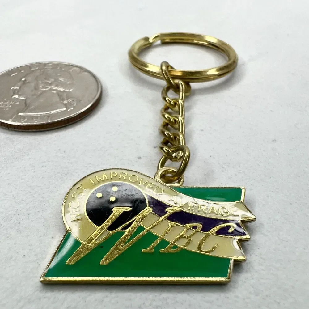 Vintage WIBC Womens International Bowling Most Improved Average Keychain Keyring